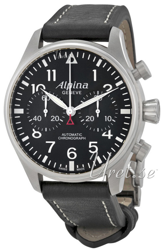 Alpina Herrklocka AL-860B4S6 Startimer Svart/L&auml;der &Oslash;44 mm