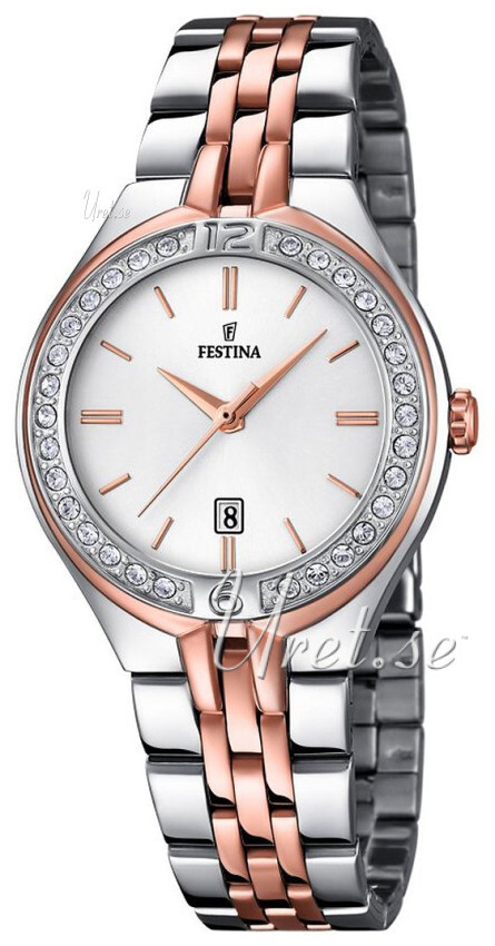 Festina Damklocka F16868-2 Dress Vit/Roséguldstonat stål Ø33 mm - Festina