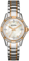 Bulova Crystal Silverfärgad/Roséguldstonat stål Ø30 mm 98L203