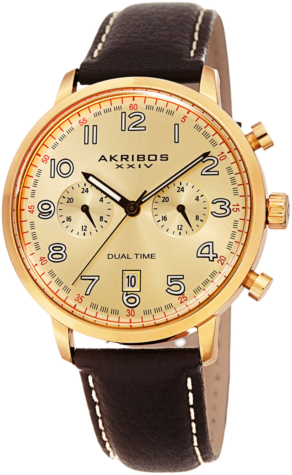 Akribos XXIV Herrklocka AK1023YGBR Guld/Läder Ø42 mm - Akribos XXIV