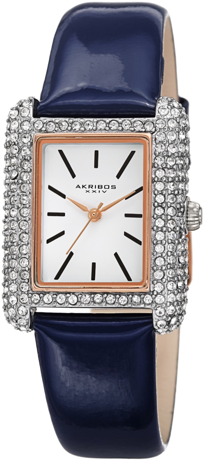 Akribos XXIV Damklocka AK1068BU Crystal Vit/Läder - Akribos XXIV