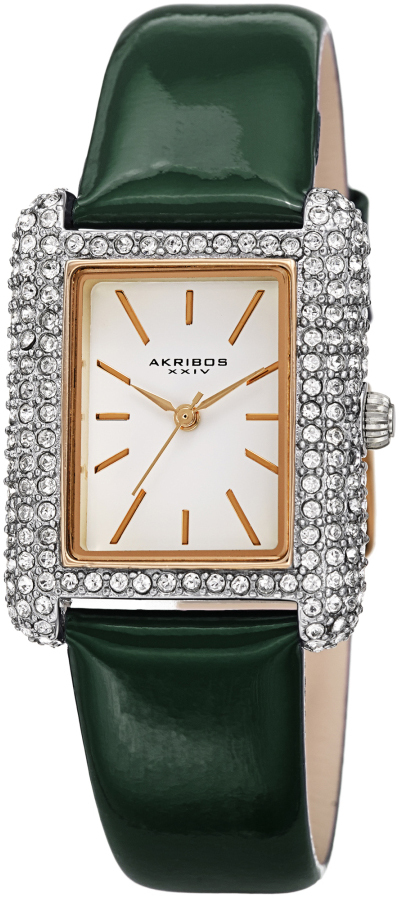 Akribos XXIV Damklocka AK1068GN Crystal Vit/Läder - Akribos XXIV