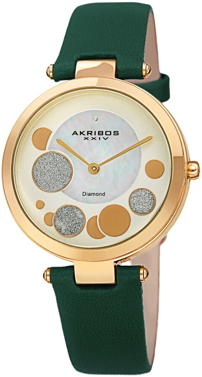 Akribos XXIV Damklocka AK1069GN Diamond Beige/Läder Ø34 mm - Akribos XXIV