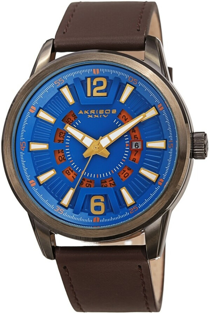 Akribos XXIV Herrklocka AK1079BUBR Wheel Blå/Läder Ø45 mm - Akribos XXIV