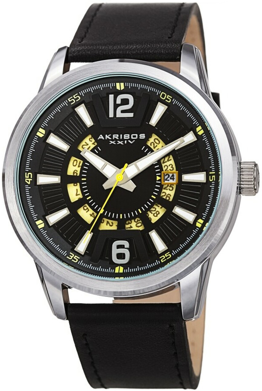 Akribos XXIV Herrklocka AK1079SSBK Wheel Svart/Läder Ø45 mm - Akribos XXIV