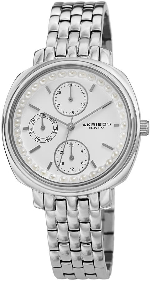 Akribos XXIV Damklocka AK1114SS Multi-Function Vit/Stål Ø36 mm - Akribos XXIV