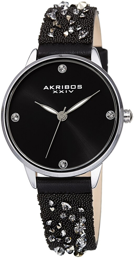 Akribos XXIV Damklocka AK1120SS Rocks And Medley Svart/Läder Ø36 mm - Akribos XXIV
