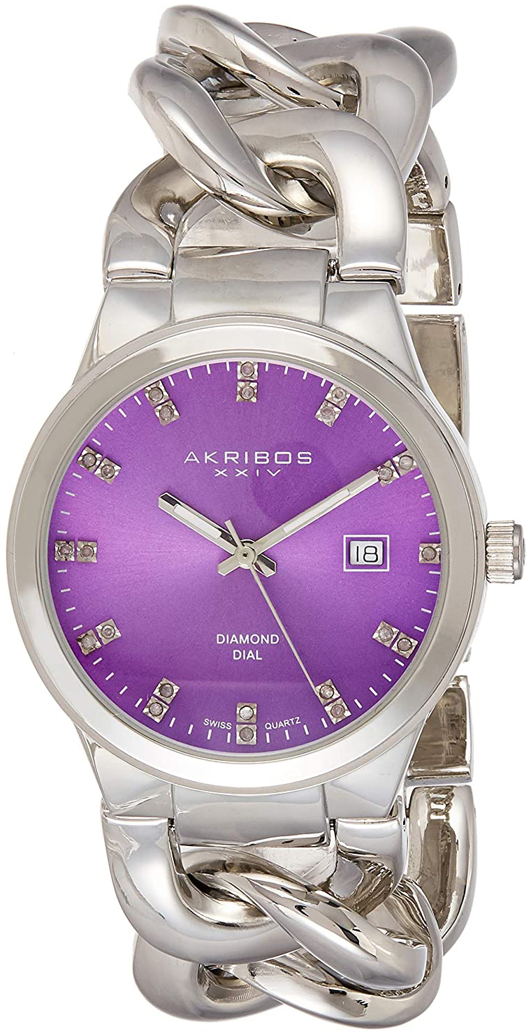 Akribos XXIV Damklocka AK759SSPU Diamond Lila/Stål Ø38 mm - Akribos XXIV