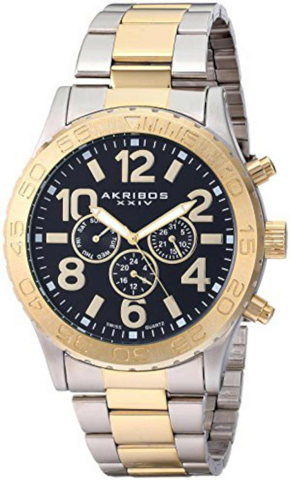 Akribos XXIV Herrklocka AK763TTG Svart/Gulguldtonat stål Ø50 mm - Akribos XXIV