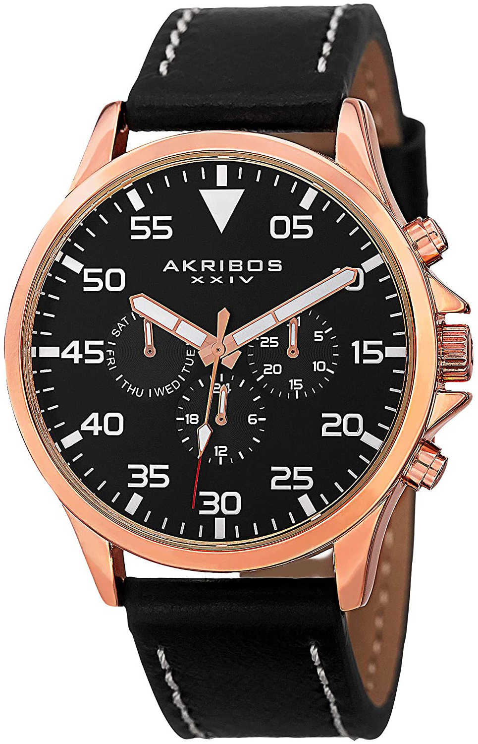Akribos XXIV Herrklocka AK773RGB Svart/Läder Ø44 mm - Akribos XXIV