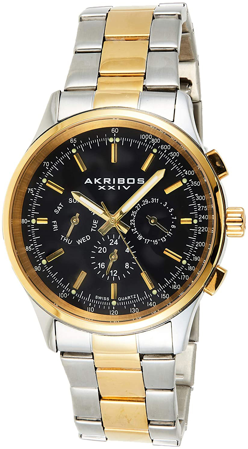 Akribos XXIV Herrklocka AK788TTG Svart/Gulguldtonat stål Ø43 mm - Akribos XXIV