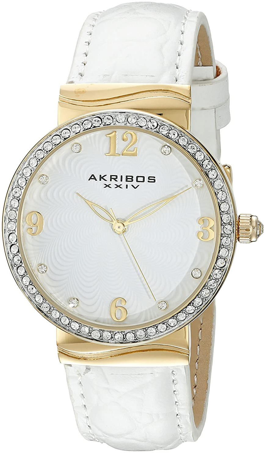 Akribos XXIV Damklocka AK829WTG Vit/Läder Ø35 mm - Akribos XXIV
