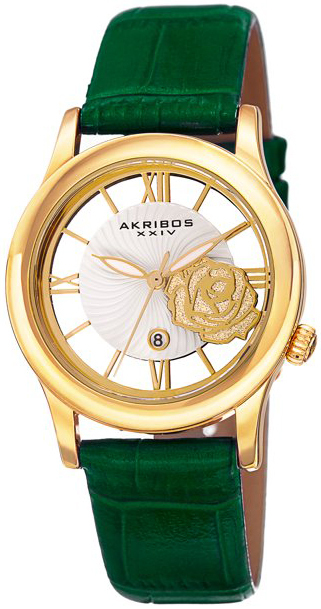 Akribos XXIV Damklocka AK837GN Silverfärgad/Läder Ø34 mm - Akribos XXIV