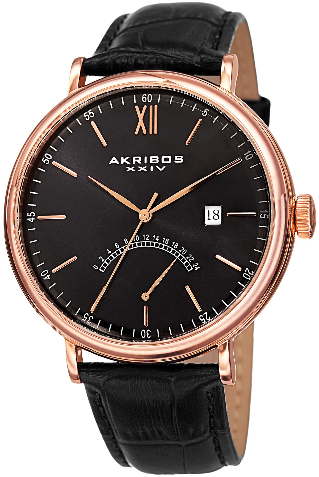 Akribos XXIV Herrklocka AK845RGBK Retrograde Svart/Läder Ø46 mm - Akribos XXIV