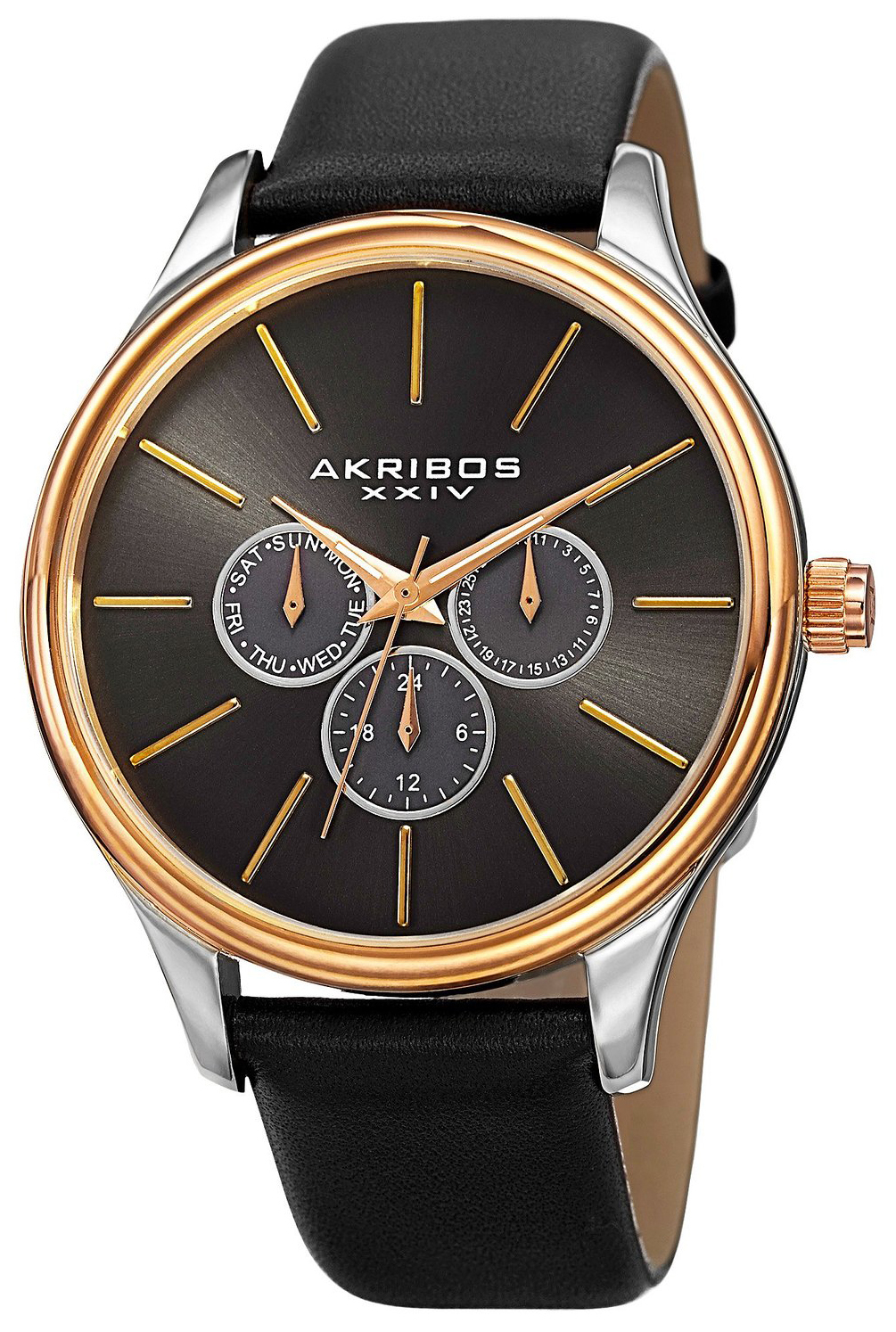 Akribos XXIV Herrklocka AK870YGB Multi-Function Grå/Läder Ø44 mm - Akribos XXIV