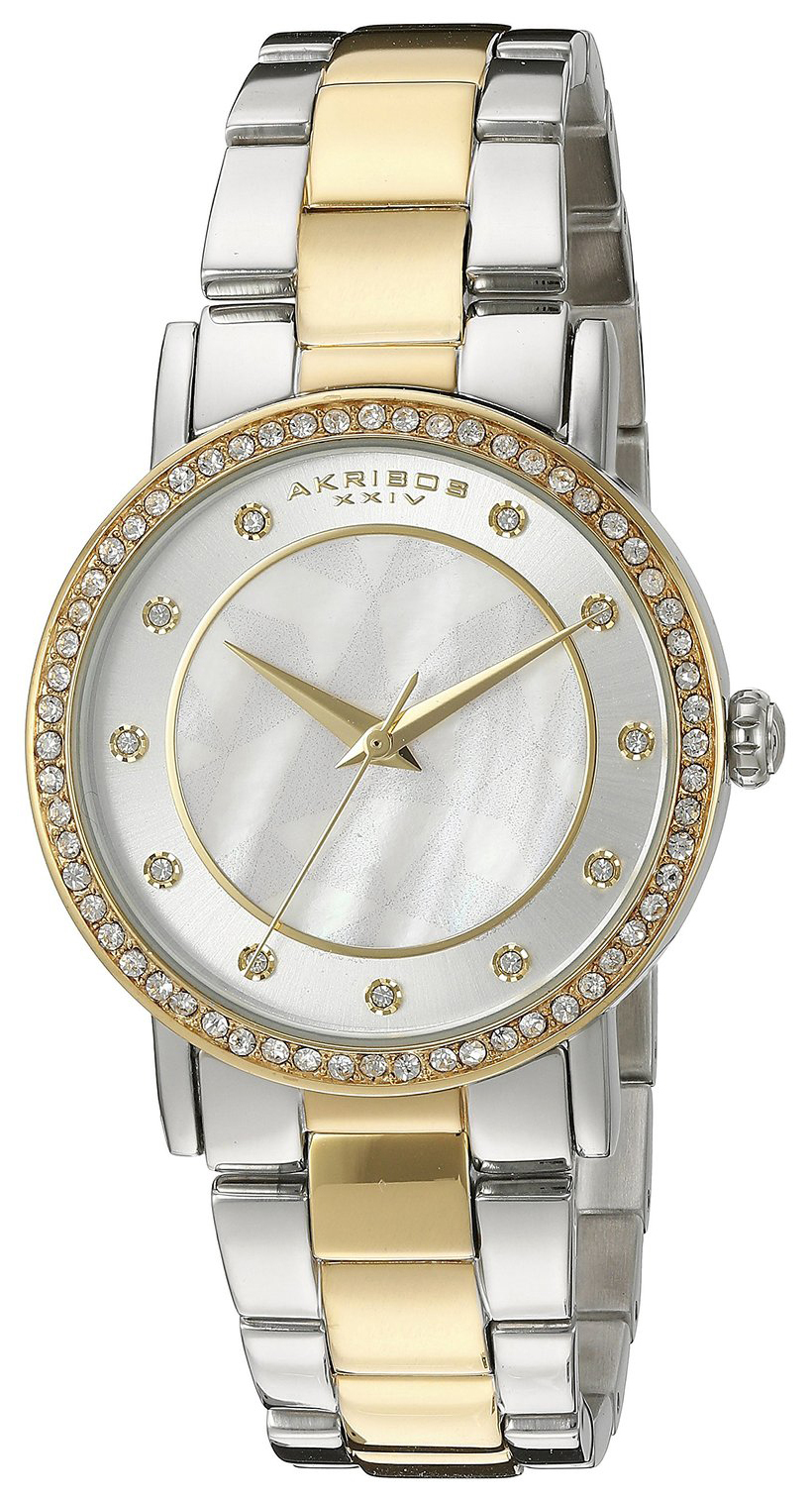 Akribos XXIV Damklocka AK880TTG Crystal Silverfärgad/Gulguldtonat - Akribos XXIV