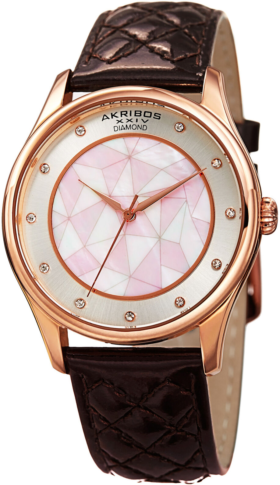Akribos XXIV Damklocka AK925BR Diamond Flerfärgad/Läder Ø37 mm - Akribos XXIV