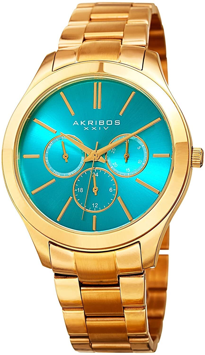 Akribos XXIV Damklocka AK952YGTQ Multi-Function Blå/Gulguldtonat - Akribos XXIV