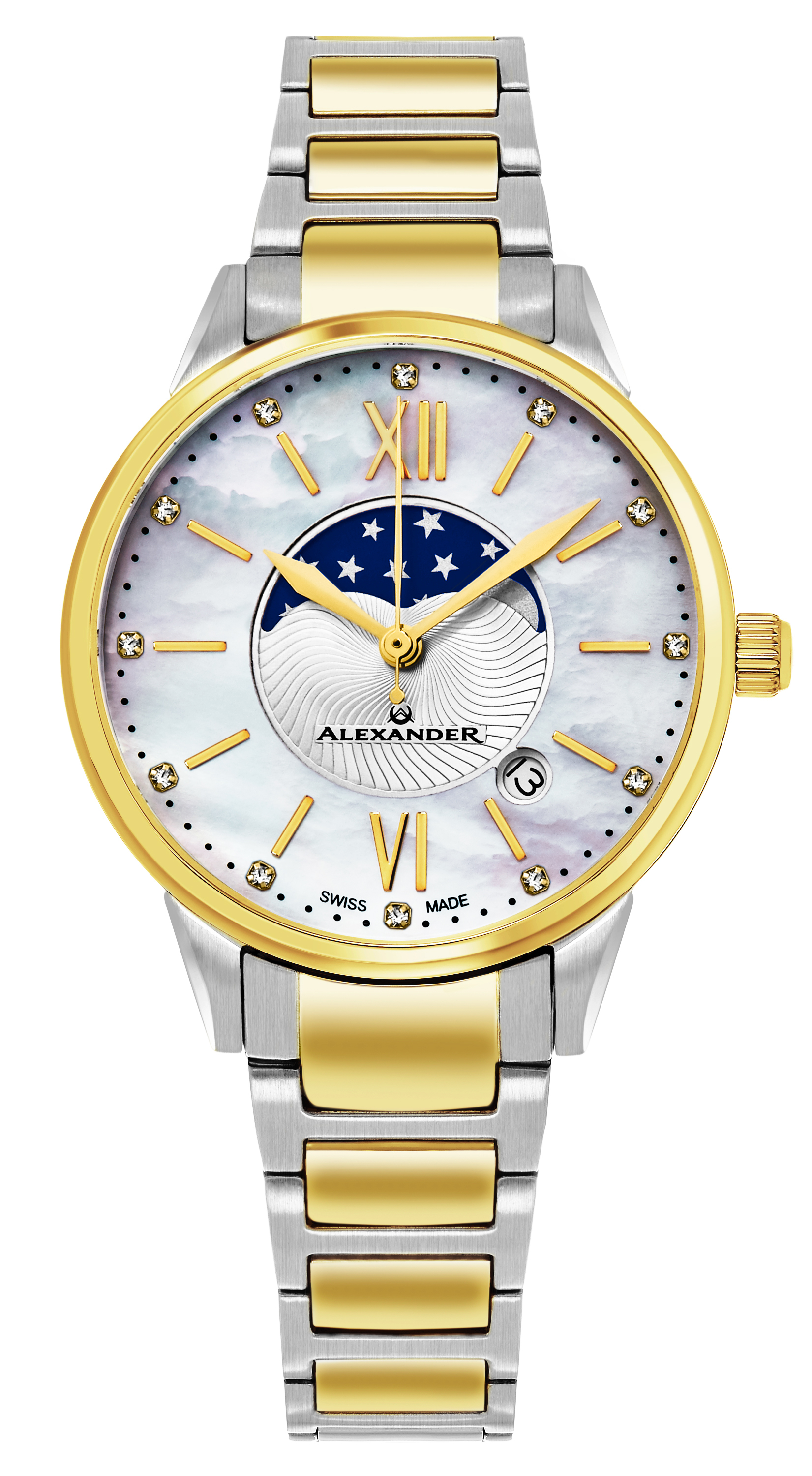 Alexander Damklocka AD204B-04 Monarch Vit/Gulguldtonat stål Ø35 mm - Alexander