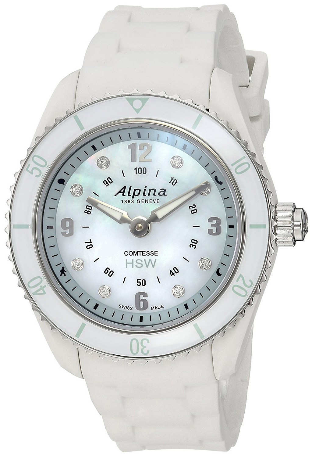 Alpina Horological Smartwatch Damklocka AL-281MPWND3V6 Silverfärgad/Gummi