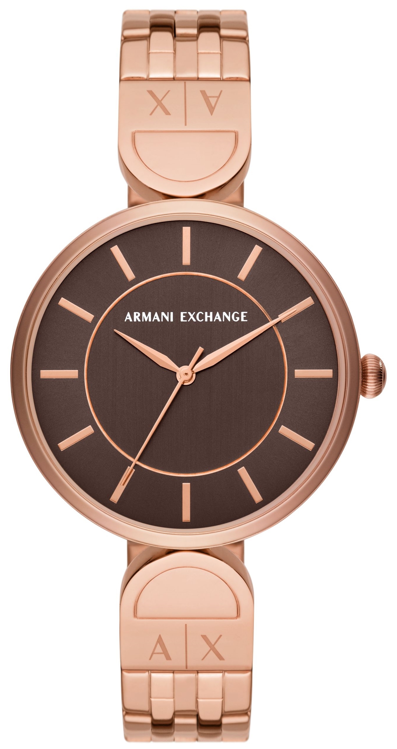 Armani Exchange Damklocka AX5384 Brooke Brun/Ros&eacute;guldstonat st&aring;l