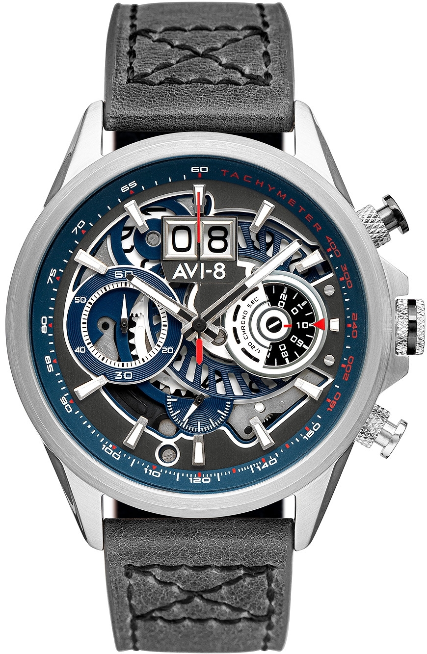 AVI-8 Herrklocka AV-4065-04 Hawker Harrier II Grå/Läder Ø45 mm - AVI-8