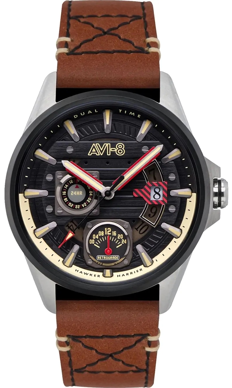 AVI-8 Herrklocka AV-4098-02 Hawker Harrier Svart/Läder Ø44 mm - AVI-8