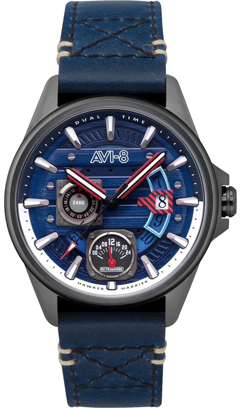 AVI-8 Herrklocka AV-4098-03 Hawker Harrier Blå/Läder Ø44 mm - AVI-8