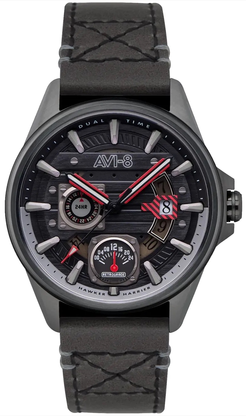 AVI-8 Herrklocka AV-4098-04 Hawker Harrier Grå/Läder Ø44 mm - AVI-8