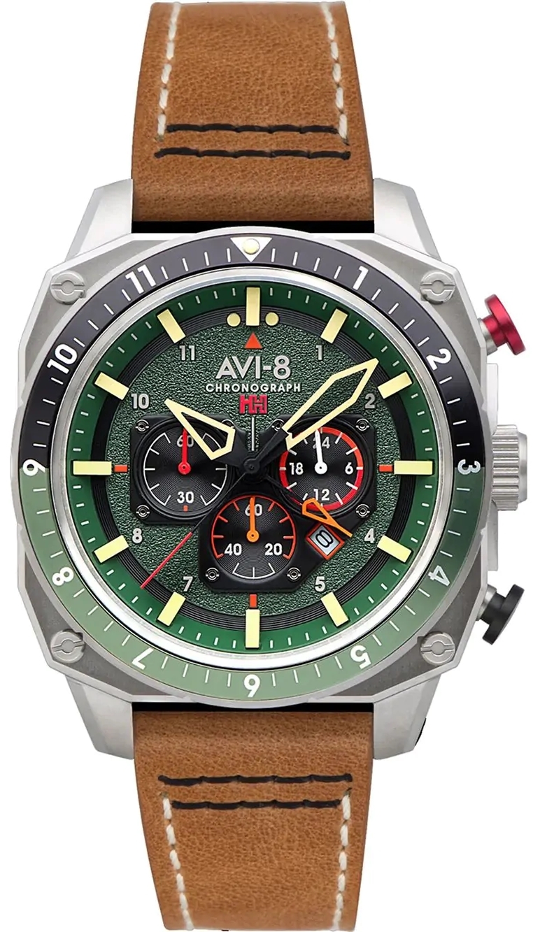 AVI-8 Herrklocka AV-4100-01 Hawker Hunter Grön/Läder Ø43 mm - AVI-8