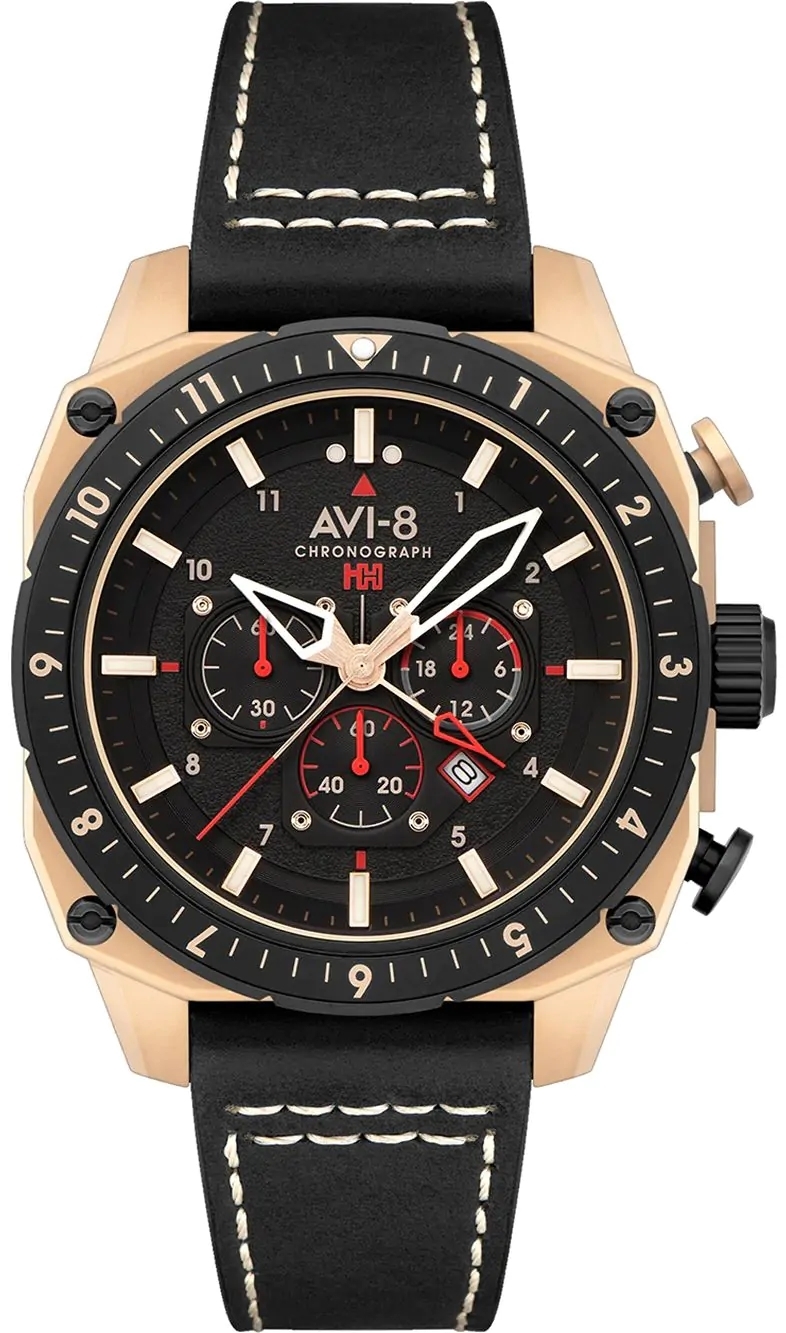 AVI-8 Herrklocka AV-4100-06 Hawker Hunter Svart/Läder Ø43 mm - AVI-8