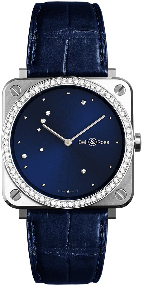 Bell & Ross BRS-EA-ST-LGD/SCR Br S Quartz Blå/Läder - Bell & Ross