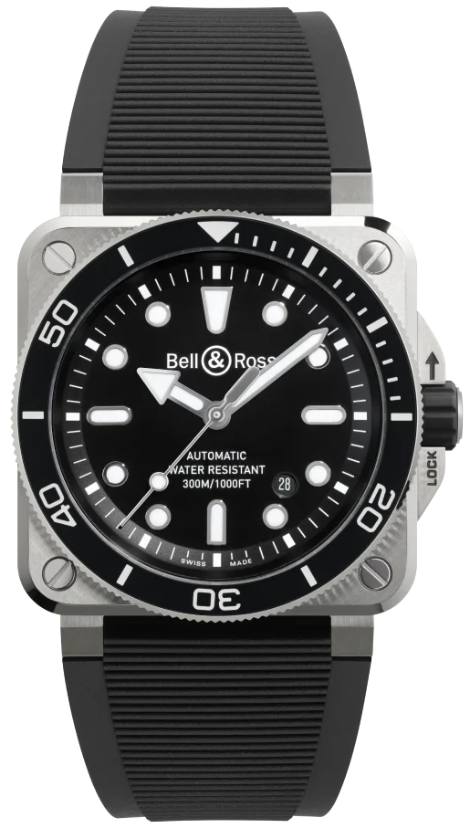 Bell & Ross Herrklocka BR03A-D-BL-ST/SRB BR 03 Svart/Gummi 42x42