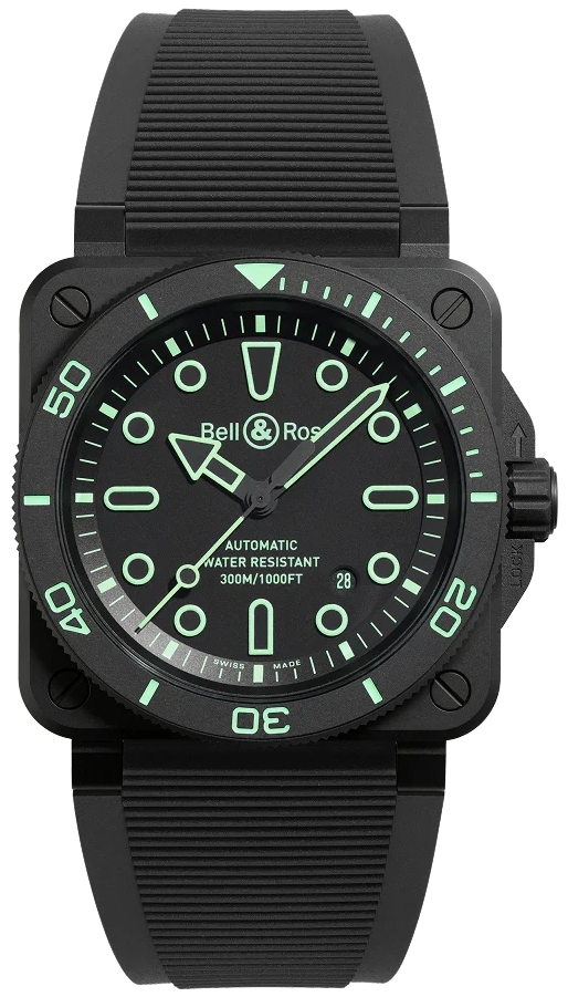 Bell & Ross Herrklocka BR03A-D-OL-CE/SRB BR 03 Svart/Gummi 42x42