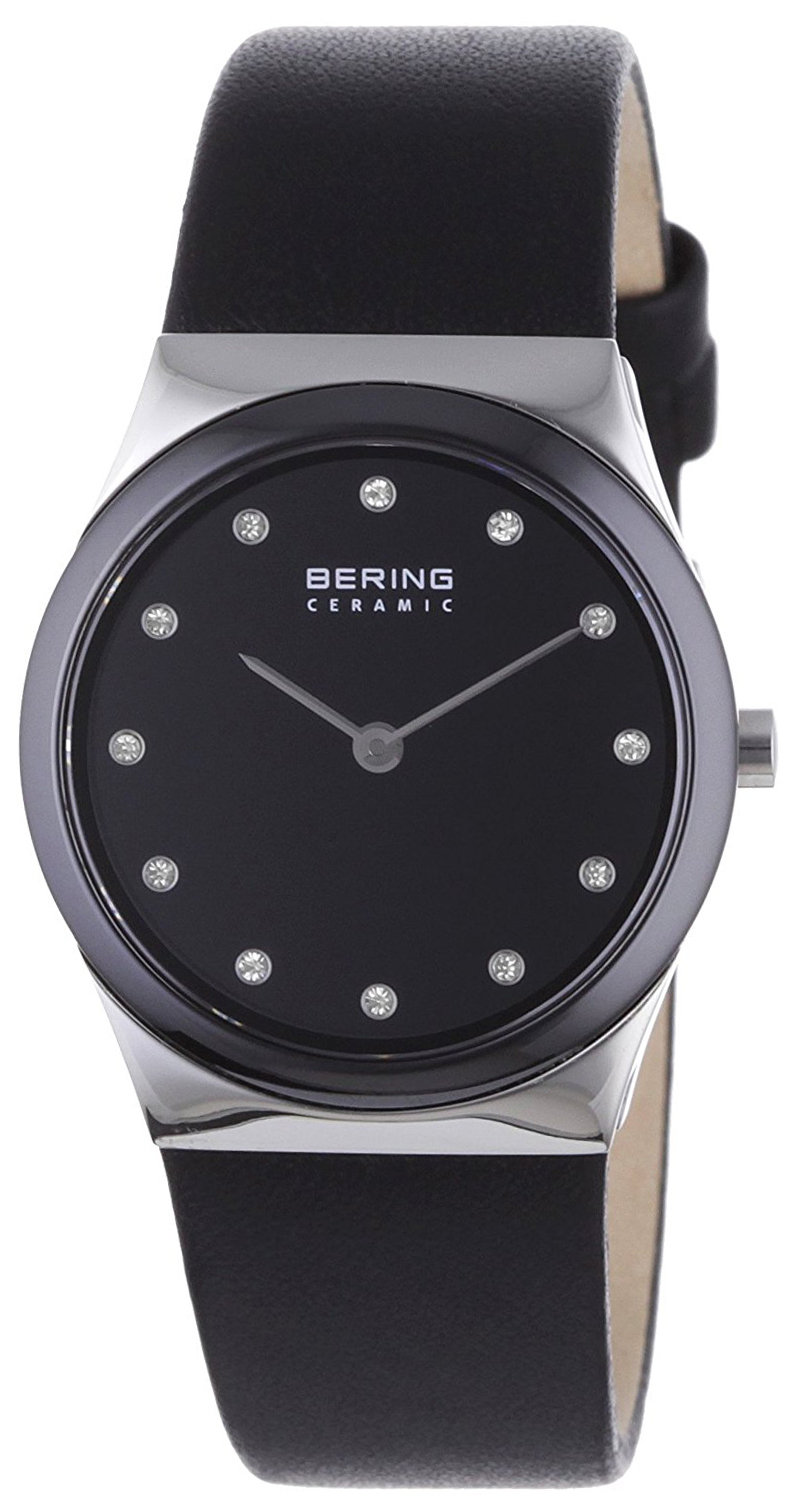 Bering Damklocka 32230-442 Ceramic Svart/L&auml;der &Oslash;30 mm