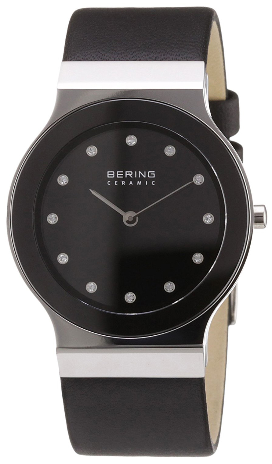 Bering Damklocka 32834-442 Ceramic Svart/Läder Ø34 mm