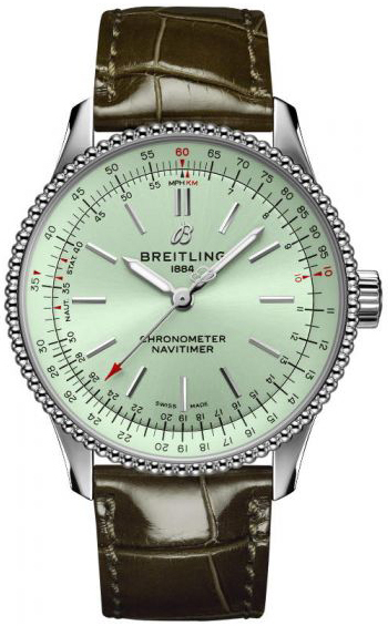 Breitling A17395361L1P1 Navitimer Automatic 35 Grön/Läder Ø35 mm - Breitling