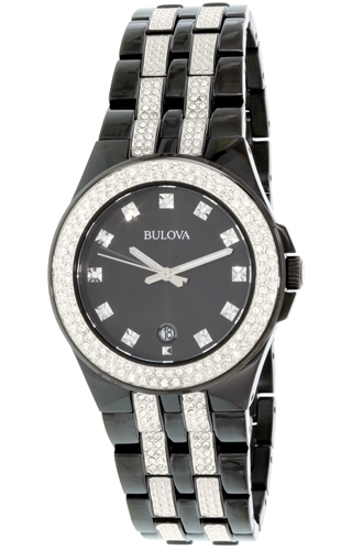 Bulova Crystal Herrklocka 98B251 Svart/Stål Ø42 mm - Bulova