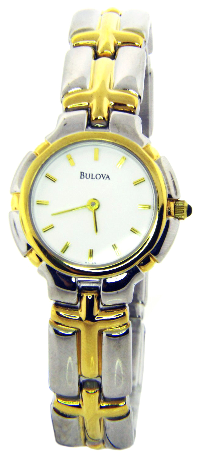 Bulova Damklocka 98L53 Vit/Gulguldtonat stål Ø27 mm - Bulova