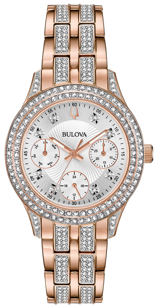 Bulova Damklocka 98N113 Silverfärgad/Roséguldstonat stål Ø33 mm - Bulova