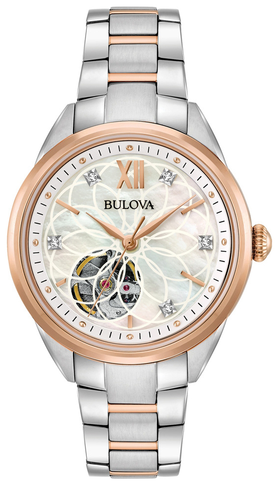 Bulova Damklocka 98P170 Vit/Roséguldstonat stål Ø35 mm - Bulova