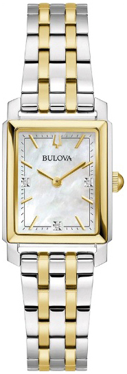 Bulova Damklocka 98P220 Sutton Vit/Gulguldtonat stål - Bulova