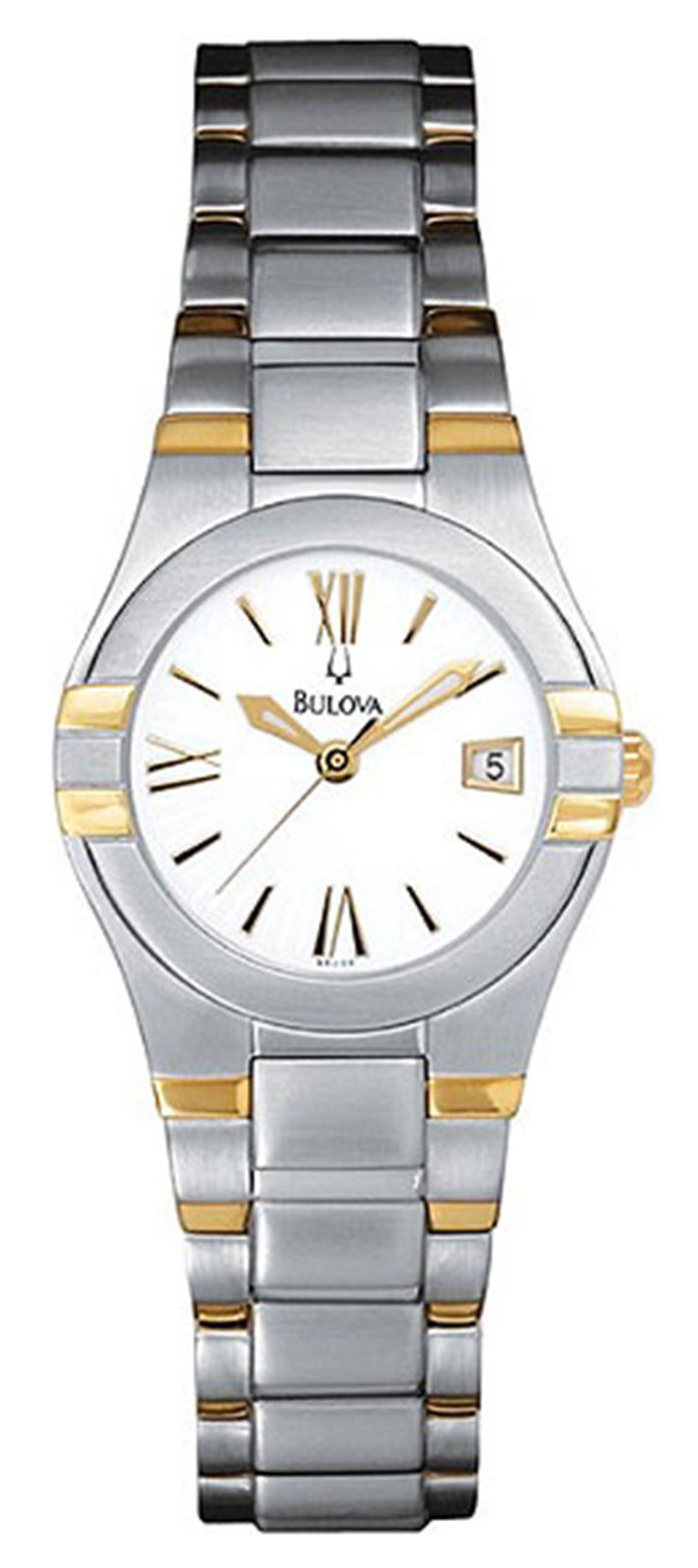 Bulova Dress Damklocka 98U28 Vit/Gulguldtonat stål - Bulova