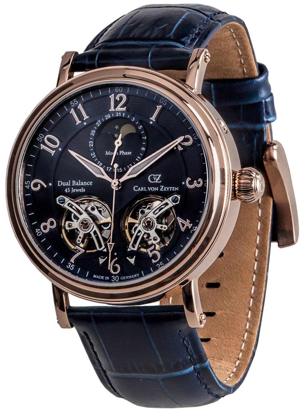 Carl von Zeyten Herrklocka CVZ0054RBLS Murg Blå/Läder Ø46 mm - Carl von Zeyten