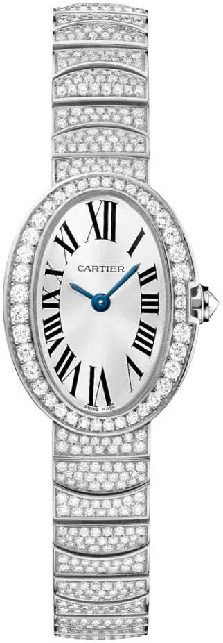 Cartier Baignoire Damklocka WB520011 Silverfärgad/18 karat vitt guld