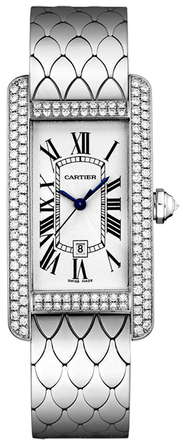 Cartier Tank Americaine Damklocka WB710011 Silverfärgad/18 karat vitt guld