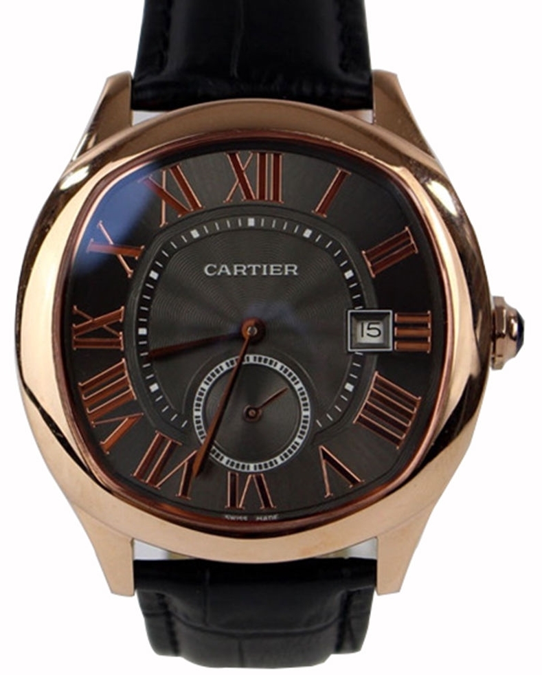 Cartier Drive De Cartier Herrklocka WGNM0004 Grå/Läder