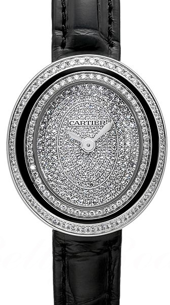 Cartier Hypnose Damklocka WJHY0009 Diamantinfattad/Läder Ø26.2 mm