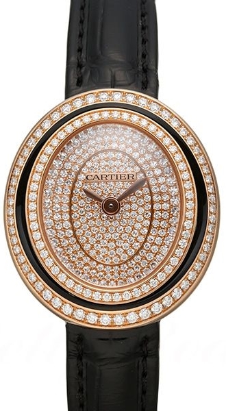 Cartier Hypnose Damklocka WJHY0010 Diamantinfattad/Läder Ø26.2 mm