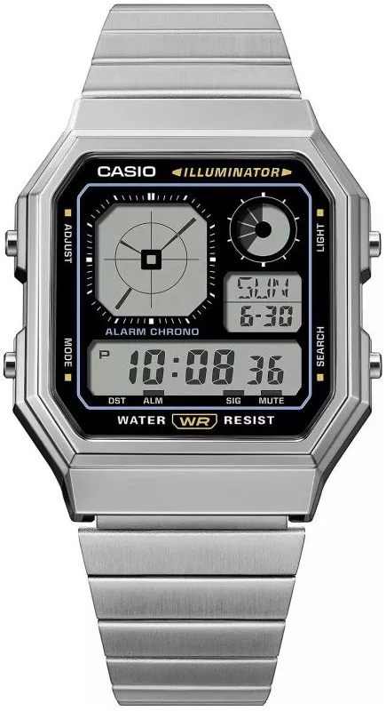 Casio Damklocka A130WE-1AEF Vintage LCD/Stål - Casio